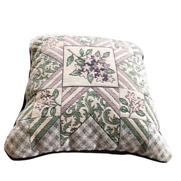 Lot Of 3 Vintage Floral Needlepoint Cottagecore Throw Pillows Purple And Greens - Picture 14 of 14